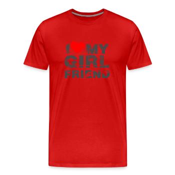 J'aime mon amie Saint Valentin - T-shirt bio Premium Homme - rouge - Devant - Damien (186cm)