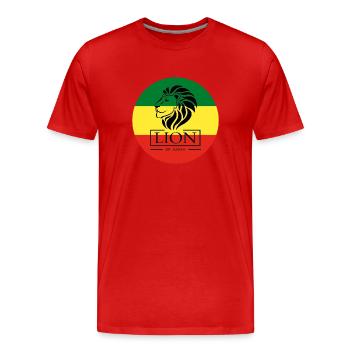 Lion of Judah - Chemise Jah Rastafarian Reggae Roots - T-shirt bio Premium Homme - rouge - Devant - Damien (186cm)