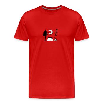 Zelt, Baum, Mond & Lagerfeuer - Männer Premium Bio T-Shirt - Rot - Vorne - Damien (186cm)