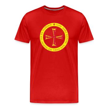 Templer Kreuz Spruch Non Nobis Domine Latein 2c - Männer Premium Bio T-Shirt - Rot - Vorne - Damien (186cm)