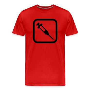 Spritze Logo - Männer Premium Bio T-Shirt - Rot - Vorne - Damien (186cm)