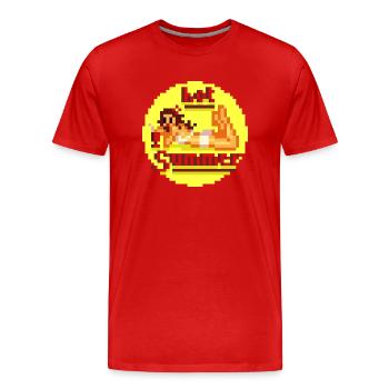 Buzzer chaud Pixel Pinup - T-shirt bio Premium Homme - rouge - Devant - Damien (186cm)