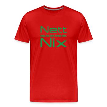 Nett kann ich auch - Männer Premium Bio T-Shirt - Rot - Vorne - Damien (186cm)