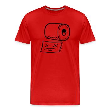 funny dead face torn off toilets pap - Men's Premium Organic T-Shirt - red - Front - Damien (186cm)