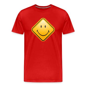 Smiley Shield happy - T-shirt bio Premium Homme - rouge - Devant - Damien (186cm)