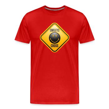 Smiley Shield Cross - T-shirt bio Premium Homme - rouge - Devant - Damien (186cm)