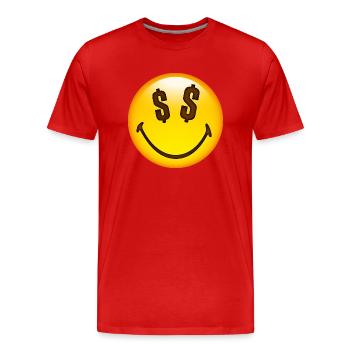 Smiley Dollar Signs - Men's Premium Organic T-Shirt - red - Front - Damien (186cm)