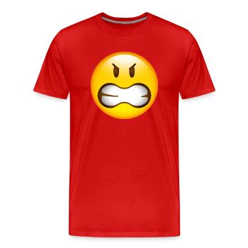 Smiley Glossy Anger - Men's Premium Organic T-Shirt - red - Front - Damien (186cm)