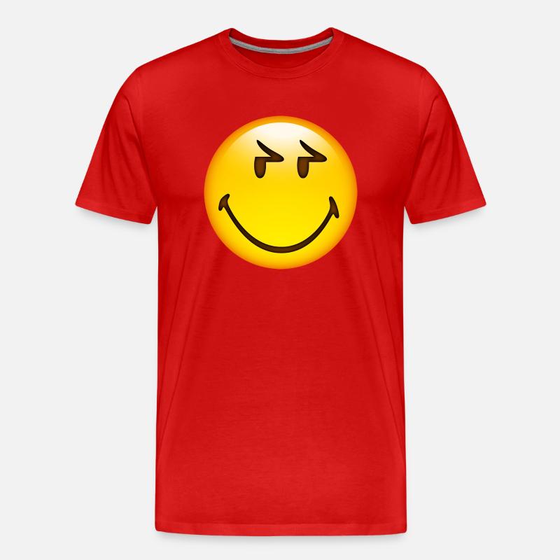 Smiley Glossy Eyelids - Männer Premium Bio T-Shirt - Rot