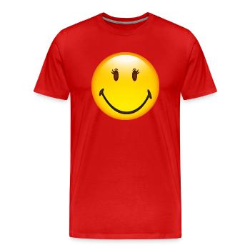 Smiley Glossy Happy Eyelashes - Men's Premium Organic T-Shirt - red - Front - Damien (186cm)