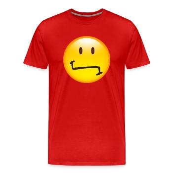 Smiley Unsure - Männer Premium Bio T-Shirt - Rot - Vorne - Damien (186cm)