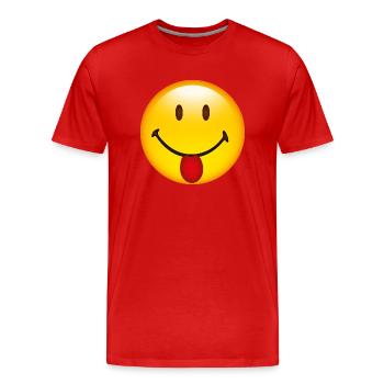 Smiley Cheeky - Men's Premium Organic T-Shirt - red - Front - Damien (186cm)