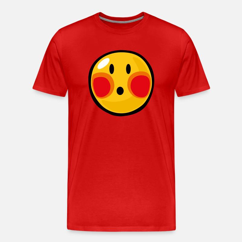 Smiley Embarrassed - Männer Premium Bio T-Shirt - Rot