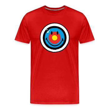 Smiley Target - T-shirt bio Premium Homme - rouge - Devant - Damien (186cm)