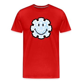 Smiley Snow Flake - Men's Premium Organic T-Shirt - red - Front - Damien (186cm)