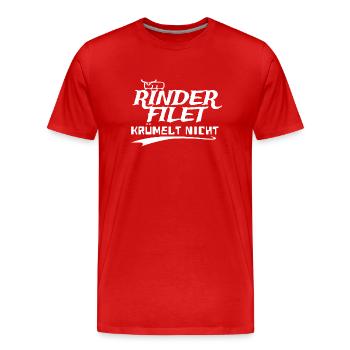 Rinderfilet krümelt nicht - Männer Premium Bio T-Shirt - Rot - Vorne - Damien (186cm)