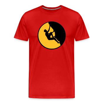 nacht mond rund kreis steilwand freeclimber gipfel - Männer Premium Bio T-Shirt - Rot - Vorne - Damien (186cm)