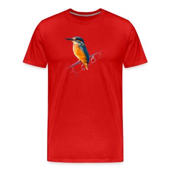 Eisvogel auf einer Angelrute - Männer Premium Bio T-Shirt - Rot - Vorne - Damien (186cm)