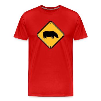 Attention bouclier d'hippopotame - T-shirt bio Premium Homme - rouge - Devant - Damien (186cm)