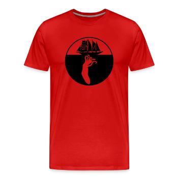 Logo giant octopus sailing ship - Men's Premium Organic T-Shirt - red - Front - Damien (186cm)