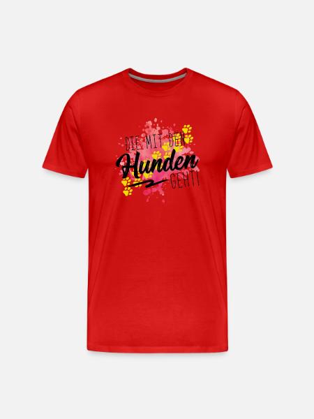 mit den hunden geht design - Männer Premium Bio T-Shirt - Rot