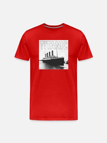 TITANIC sw Plakat q - Ekologiczna koszulka męska Premium - czerwony