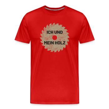ich und mein holz - Männer Premium Bio T-Shirt - Rot - Vorne - Damien (186cm)