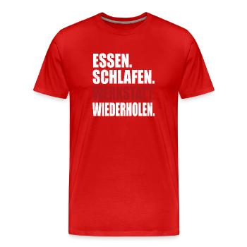 Werkstatt Mann - Männer Premium Bio T-Shirt - Rot - Vorne - Damien (186cm)