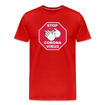 Arrêtez le virus Corona - T-shirt bio Premium Homme - rouge - Devant - Damien (186cm)