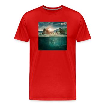 Underwater world of imagination - Men's Premium Organic T-Shirt - red - Front - Damien (186cm)