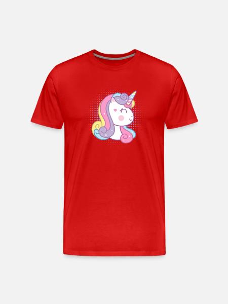 Süßes Einhorn - Männer Premium Bio T-Shirt - Rot