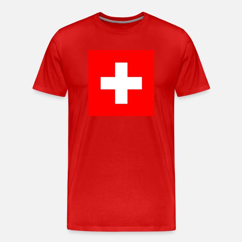 Schweizerkreuz Gross - Männer Premium Bio T-Shirt - Rot