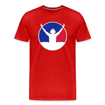Rot Blau DJ - Männer Premium Bio T-Shirt - Rot - Vorne - Damien (186cm)