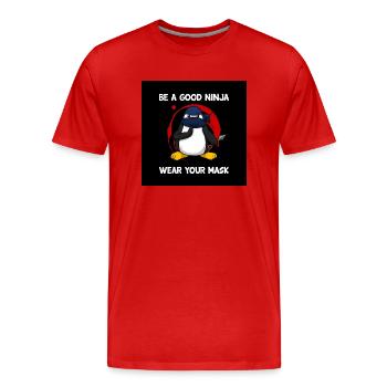 Soyez un bon ninja, portez votre masque - T-shirt bio Premium Homme - rouge - Devant - Damien (186cm)