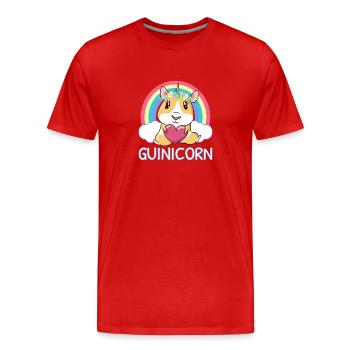 Guinicorn - Licorne Cochon d'Inde I - T-shirt bio Premium Homme - rouge - Devant - Damien (186cm)