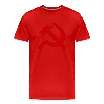 Roter Hammer und Sichel | Kommunismus Sweater - Männer Premium Bio T-Shirt - Rot - Vorne - Damien (186cm)
