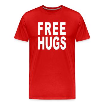 Free Hugs white - Men's Premium Organic T-Shirt - red - Front - Damien (186cm)