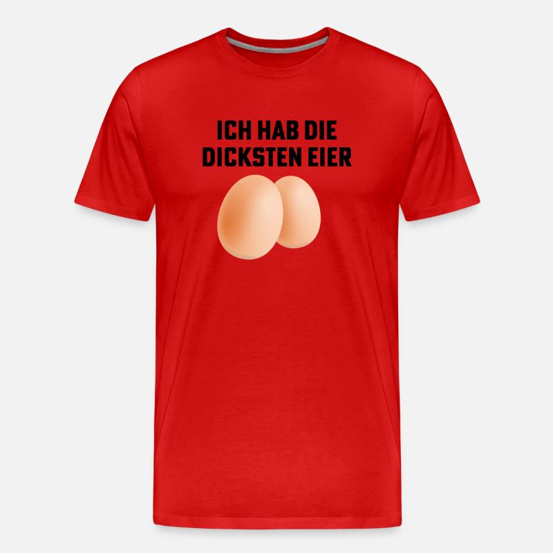 dicke eier spruch - Männer Premium Bio T-Shirt - Rot
