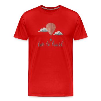 Live To Travel - Men's Premium Organic T-Shirt - red - Front - Damien (186cm)