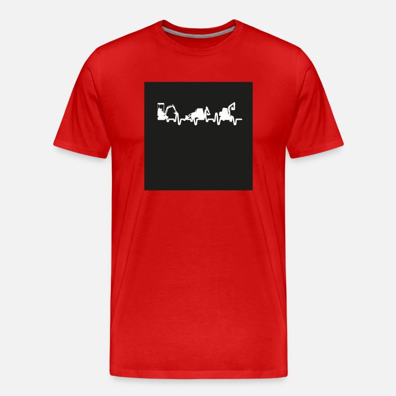 Bagger Herzschlag Baustelle - Männer Premium Bio T-Shirt - Rot