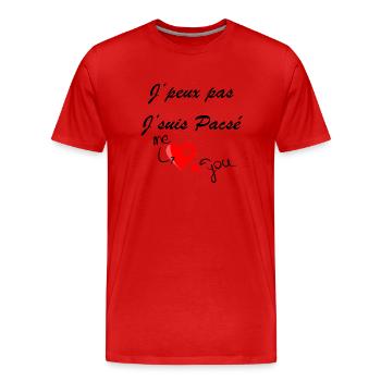 J' peux pas j'suis pacsé - T-shirt bio Premium Homme - rouge - Devant - Damien (186cm)