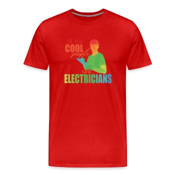 Electrician - Men's Premium Organic T-Shirt - red - Front - Damien (186cm)