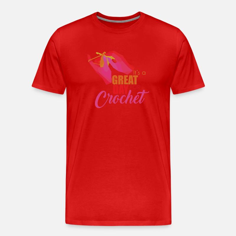 Häkeln - Männer Premium Bio T-Shirt - Rot
