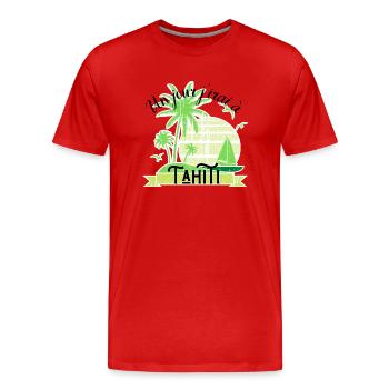 Un jour j irai à Tahiti - T-shirt bio Premium Homme - rouge - Devant - Damien (186cm)