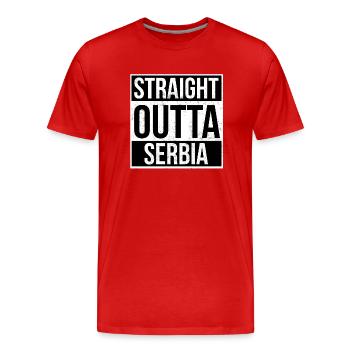 Straight Outta Serbia - Männer Premium Bio T-Shirt - Rot - Vorne - Damien (186cm)