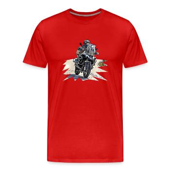 Adventure Bike Kurve - Männer Premium Bio T-Shirt - Rot - Vorne - Damien (186cm)