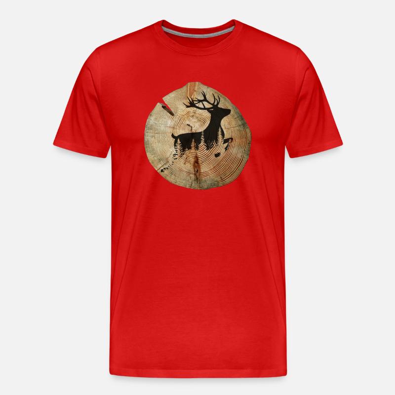 Baumscheibe Hirsch - Männer Premium Bio T-Shirt - Rot