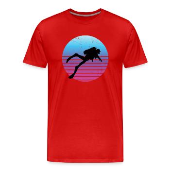 Tauchen Herren Damen Scuba Dive Retro Taucher - Männer Premium Bio T-Shirt - Rot - Vorne - Damien (186cm)