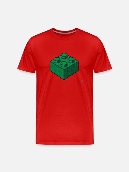 Baustein Gruen - Männer Premium Bio T-Shirt - Rot