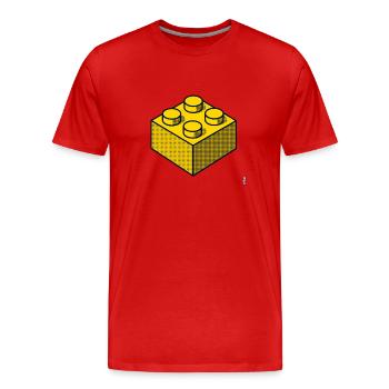 Baustein Gelb - Männer Premium Bio T-Shirt - Rot - Vorne - Damien (186cm)